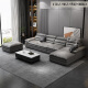 Limena Sofa Light Luxury Technology Fabric Down Sofa Small Living Room Modern Simple Corner Latex Sofa 3.2 Meters Double Single Gui + Style A Coffee Table + TV Cabinet + Style A Dining Table 4 Chairs [Upgraded Model 30% Choice] Nano Technology Cloth + Sponge + Latex, particles