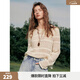 ELLE Cream Venus French fringed round neck casual shirt for women 2026 summer new hollow blouse off-white S