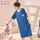 Gebaifen nightgown for women summer pure cotton short-sleeved pajamas women summer Korean round neck pullover cotton cartoon mid-length skirt home wear YE4056L (100-120Jin [Jin equals 0.5 kg])