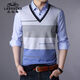 Classic Car (Laoyeche) High-End-Herren-T-Shirt mit falschem zweiteiligen Langarm Jugend-Basishemd Korean Slim Strick-Modetrendmodell 3878 Blau M 165