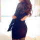 New Sexy Backless Nightclub Dress Lace Slim Fit Hip Dress Women's Sexy Lingerie Tight One-piece Hip Skirt Backless Uniform Temptation Suit Black + Fishnet Stockings L Size Suitable for 116-125 Jin [Jin is equal to 0.5 kg]