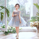 小咔衣浓女童礼服儿童生日公主裙蓬蓬纱花童婚纱高端女孩主持人钢琴演出服 1591蓝色前短后长 130