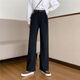 
Xilino 2025 Spring and Autumn Korean version of high-waisted black jeans for women Chc straight-leg students versatile slimming wide-leg pants light blue basic style 9928 M