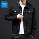 Jewish Black Denim Jacket Men's Autumn New American Versátil Jacket de trabajo Retro Street Casual Trend Top 9901J Black L [recomendado 110-125Jin [Jin equivale a 0.5 kg]]