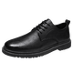 LWOK Neues Produkt Herren lässige Lederschuhe Trend Britische Männerschuhe Mode vielseitige Geschäftsschuhe tragen resistente formelle Schuhe Height-verstärkte Schuhe 9920 Black 42