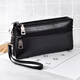 Pitian clutch soft leather four zipper double-layer wallet bag women's fashion trendy large-capacity change key mobile phone black