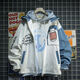 Commandant d'ours Hong Kong Veste de requin de style décontracté INS HOODED MEN'S CAT SPLICING COUPLE TOP Youth Youth Trendy Étudiant Men 7027-M13 Veste verte grise Double couche One Taille M recommandée 80-100jin [Jin est égal à 0,5 kg]