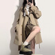 FOX.G Windbreaker Jacket Women's Mid-Length 2025 New Straight Autumn Women's Thin Style High-end Small Spring and Autumn Women's Clothing British Style Mid-Length Windbreaker Khaki S Recommended 130Jin Jin is equal to within 0.5kg