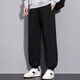 RFKU加厚加绒裤子男冬季宽松束脚裤直筒休闲裤男士潮流运动保暖棉裤 黑色-束口 3XL (160-180斤)