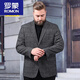 ROMON Extra Large Men's Wool Suit Casual Jacket Plus Fat Oversized Suit Fashionable Spring and Autumn Fat Man Gray No Cotton 190 Recommended 195-210 Jin Jin equals 0.5 kg