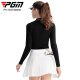 
PGM golf clothing for women, long-sleeved T-shirt, ribbed collar, stretch fabric, grinding and warm, slimming figure YF698-Black [top] L