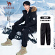 Camel (CAMEL) [same as Wang Junkai] Outdoor charge soft shell pants men's feet tying work pants heating plus velvet G688 L