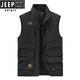JEEP SPIRIT吉普男士马甲春秋季新款户外工装马夹休闲大码运动中年背心外套 677黑色 3XL (156-170)