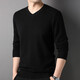 
Hengyuanxiang men's cashmere sweater autumn and winter new V-neck solid color men's Korean sweater casual middle-aged base sweater light gray 3XL 190/56/125