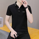 Camisa de la solapa de Lilang Men Masual transpirable Camiseta de manga corta Hombres maduros Botón de empate de negocios Paul Camiseta blanca QY683 M 100-120Jin [Jin equivale a 0.5 kg]