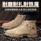 
Jiuzhou War Wolf High-top Labor Protection Shoes Men's Anti-Smash Anti-Puncture Anti-Scald Welding Boots Anti-Slip Anti-Wear Autumn and Winter Work Shoes 698 Khaki [Reverse Fleece Cowhide] Steel Toe 41