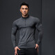 Lutiedog fitness clothing quick-drying clothing for men autumn and winter long-sleeved elastic breathable sweat-absorbent sports casual T-shirt stand collar bottoming bodybuilding clothing gray XL/175-180