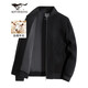 Sieben Wolf Jacke Herren Baseball Neck Wolle Jacke Herren Frühling warm warm bequeme windprofessionelle Jacke Single Jacke Herrenkleidung 001 (schwarz) 175/92a (xl)