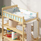 LNGA Landgre Baby Care Table, NOUVELLE-NÉ LIEU LIEU LIEU, BATUITE DE MASSAGE, Rack de tri multifonctionnel en bois massif, table de couches à double couche + coussin de soins de vache