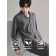 Hengyuanxiang pajamas men's spring and autumn new pure cotton long sleeves can be worn on the outside for men's home clothes, cotton thin breathable suit 16873 L [110-130Jin[Jin equals 0.5 kg]]