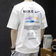 
Nike short-sleeved men's summer new round neck sportswear loose half-sleeved breathable men's T-shirt HF6172-133 white print 2XL