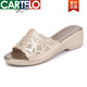 Cartelo Neues Produktkeil dicke Sandalen für Frauen im Sommer tragen Strass Verweigerung Mode Mode mittleren Frauen großer Mutters Sandalen Weiche einzige HF9757 Gold 35