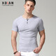 Continuez la chemise Henry, T-shirt à manches courtes pour hommes, T-shirt masculin à manches filets pour hommes, chemise de base en coton à manches courtes mince, Black (Henry) L Size (112-130Jin [Jin est égal à 0,5 kg]) Slim Fit Style Slim Fit Style