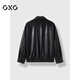 GXG Men's 2024 Lapel Leather Jacket PU Jacket Black 175/L