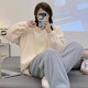 
Xuanfanduo pajamas for women in winter, coral velvet thickened plush long sleeve cute loose flannel home clothing set for outside 679# M 75-100Jin [Jin equals 0.5 kg]
