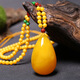 Amber Beeswax Pendant Raw Stone Natural Baltic Chicken Fat Yellow Blood Amber Sweater Chain for Men and Women Water Drop Necklace Picture Color