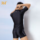 361 Swimsuit Men's Suit Swimsuit Youth Adult Boys Large Size Swimming Top Men's Hot Spring Swimming Shorts Set Black [Single Short Sleeve Top] XL Height 170-180cm Weight 65-75kg