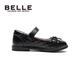 Belle Children's Shoes Girls' Black Leather Shoes Spring and Autumn Soft Sole Children's Student Shoes Middle Children's Performance Shoes Single Shoes Black 30