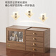 SHUSHI dust-proof cosmetics storage box wooden dresser desktop drawer-type large-capacity skin care product storage rack with mirror dust-proof cosmetics storage box with mirror 48.5*19*25cm
