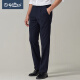 Goldlion men's comfortable, skin-friendly and exquisite fine plaid business single pleated trousers navy blue-9536