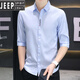 Jeep Spirit Camisa no hierro de siete entradas de siete cross alambre de hielo masculino fresco verano delgada camisa elástica de moda delgada de moda suave 684 negro m 80-105Jin [Jin equivale a 0.5 kg]