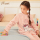 Dingguagua children's coral velvet pajamas flannel autumn and winter new girls home clothes set cute pullover long sleeve thickened 23 unicorn pink 130