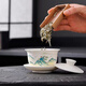 Suet-fat jade porcelain ceramic covered bowl single hover tea cup blue and white Kung Fu tea set lid suspended tea bowl