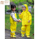 Modal Children's Raincoat with Bibs and Rain Pants One-piece Anji Play Suit Two-Purpose Waterproof Full Body Boys and Girls Kindergarten Suit 901 Yellow (Bibs) M Suitable for Height 105-115cm 4-9 Years Old