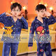 Disney Boy Pyjamas Sommer langärmeliger Junge mittelgroße Kinder mittelgroße Kinder Cartoon Dinosaurier Frühling und Sommerklimaanlage Hauskleidung Kinderanzug Dünn 1041 Plaid Pickup + 1047 Blue Superman 8 Größen [Höhe 100-110]