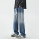 FOG SKY jeans men's summer trendy high street straight-leg pants men's American retro loose wide-leg casual pants SS-506 black gray 2XL (recommended 150-170Jin [Jin equals 0.5 kg])