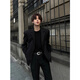 Purgos Wang Jiaer's same style black suit jacket men's spring and autumn high-end handsome British yuppie men's shoulder pad dk suit black XL