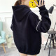 Langyue women's autumn and winter solid color hooded plus velvet sweatshirt women's Korean style loose bf style student top trendy LWWY198818 black one size/M