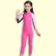 FASIBETTS new children's sun protection swimsuit girls' one-piece long-sleeved student girl's sports professional training swimsuit pink XXL size (height 128-136CM, weight 50-60)
