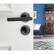 
Black door lock bedroom universal indoor solid wood door split door lock modern simple magnetic suction door handle B style F9902 curved handle whole set of lock + hinged door suction