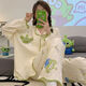 Xuanmulin style pajamas for women in spring and autumn cardigan long sleeves sweet cartoon loose plus size princess style thin home clothes 9207 Dingdang Cat M Recommended 80-100Jin [Jin equals 0.5 kg]
