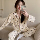 
REJIP spring and autumn pajamas women cute cartoon cardigan ins princess style long sleeve trousers loose thin home clothing set 9227 M[80-100Jin[Jin equals 0.5 kg]]