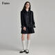 Fano studios Fan Luo French style satin bow suit 2024 spring new style noble and exquisite double-breasted short coat black S, shipped within 48 hours