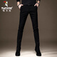 啄木鸟休闲裤男修身秋冬季加绒加厚新款裤子小脚弹力商务小西裤黑色长裤 RM-806黑色 32