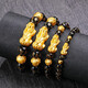 Bracelet en glucides Gold Pixiu 3D Gol dur 999 Pixiu Bracelet Black Agate Transport Bel Bracelet Men and Women Version Medium 1 / Pixiu + 2 / Gold Bead 5.49g