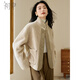 Chushen autumn and winter thick coat for women with lapel and double pockets, comfortable and versatile, warm and thick imitation lamb wool top S144F6006